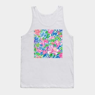 Preppy tiger lilies, peonies and leaves Tank Top